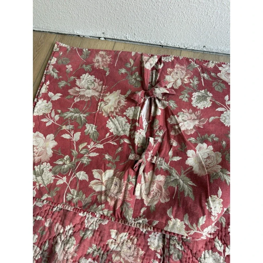 Pottery Barn Juliette Toile Pick-Stitch Quilt Full/ Queen Rosewood With 2 Shams